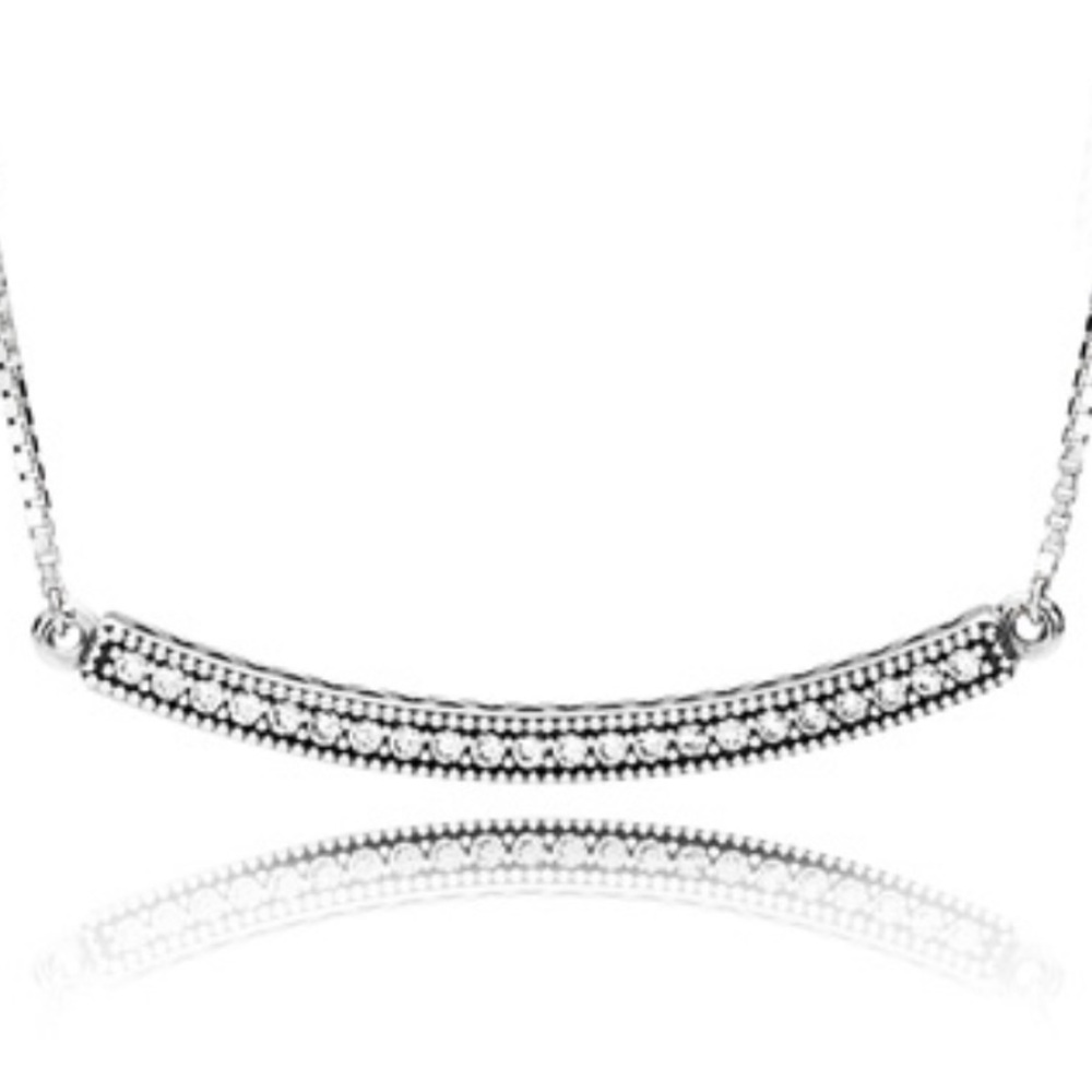 Sterling Silver Authentic Hearts of Pandora reversible bar necklace. 397420cz-50